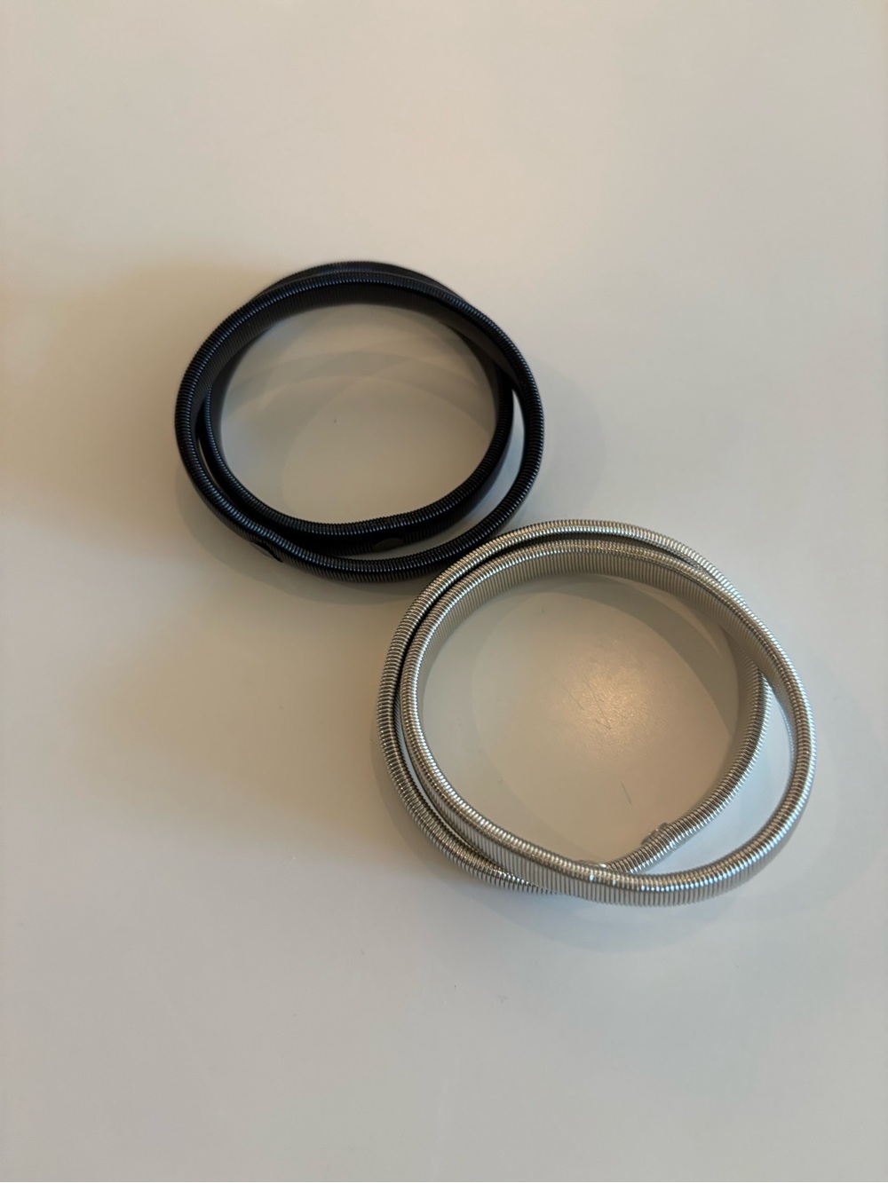Set of Two Coil Wrap Sleeve Holders in Black and Silver